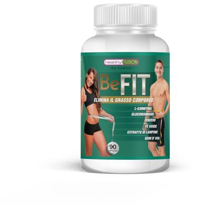 Healthy Fusion Be Fit | Bruciagrassi + Dimagrimento + Riduzione dell'appetito | Tè verde, Glucomannano, L-Carnitina, Zenzero | Potente termogenico | Formula per la perdita di grasso e peso 90 capsule