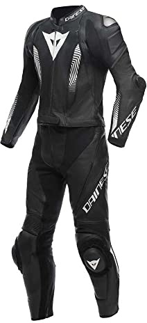 Combinaison en cuir Dainese Laguna Seca 5 pour homme, noir-blanc, 122