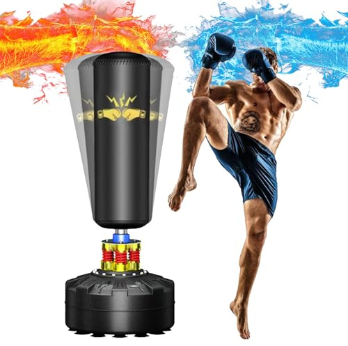 OKUGAFIT Punching Bag with Stand Adult, Freestanding Punching Bag 70''-205lbs Heavy Bag with Stand, Kickboxing Bag for Adult Youth Kids Heavy Punching Bag for Home Office Gym