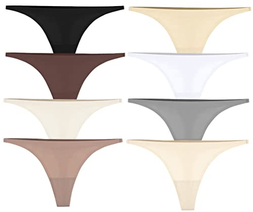 Ayshie Women's Seamless G-string Thong Panties Multi-Pack Low Rise No Show Invisible T-string Underwear (Medium, Style2)