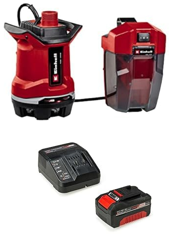 Einhell Akku-Schmutzwasserpumpe GE-DP 18/25 Li Power X-Change (18 V, 7.500 L/h Fördermenge, 5 m Förderhöhe, ECO- und BOOST-Modus, inkl. 4,0 Ah Akku und Ladegerät)