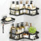ZVZM Corner Shower Caddy Organiser Rack Accessories, 3 Pack Shower Shelves Shelf Storage No Drilling with 12 Hooks, Bathroom Storage Shelves Accessory for Bathroom or Kitchen