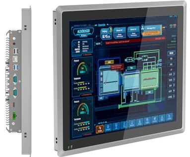 SunKol 17 Zoll lüfterloser Industrie-Panel-PC, All-in-One Panel-PC mit kapazitivem Touchscreen, 2xUSB2.0, 2xUSB3.0, HDMI, 2xRS232, LAN (I3-7100U, 4 GB RAM, 128 GB SSD)