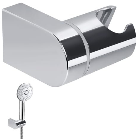 Shower Head Holder, 360° Adjustable Angle Handheld Shower Head Bracket, Universal Shower Bracket Wall Mount Hand Shower Holder Replacement for Bathroom, Silver