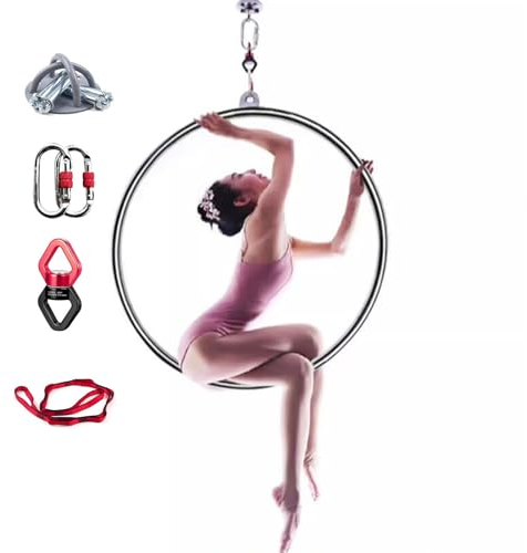 Aerial Hoop Frauen Männer Home Aerial Yoga Hoop Set für Leistung & Fitness, Professionelle Aerial Ring für akrobatische Zirkus Gymnastik, Stretching-Schaukel für Erwachsene Kinder (Size : Dia 100cm/3
