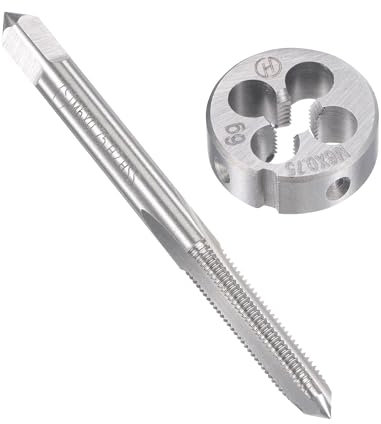 Unifizz M6 x 0,75 mm metrisches Gewindeschneider-Set, Maschinengewindebohrer mit rundem Gewindeschneider, Gewindebohrer und Schneideisen-Set für Mutterschrauben, Bolzen, Gewindereparatur