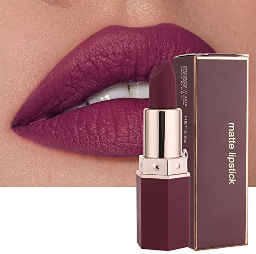 Mattes Lippenstift, Hoch Pigmentiert Lippenstifte Feuchtigkeitsspendend Lipstick, Lang Anhaltende Glatte Feine Textur Matt Rosa Lippenstift Satin Finish Lippenbalsam (1, 06 Pflaume)