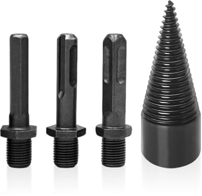 Juego de Brocas para Dividir Leña - Herramientas y Accesorios para Madera - Partidor Cónico Extraíble en Espiral