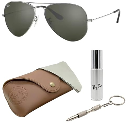 Ray-Ban RB3025 Aviator Mirror - Occhiali da sole a forma di pilota per uomo e donna, con kit ufficiale Rayban, Montatura Argento Lucido | Lente Grigio, 58 mm