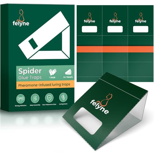 Spider Traps 24 Pack Sticky Indoor Glue Traps For Home Use | Spiders, Crawling Insects and Bugs | Non-Toxic and Eco-Friendly Easy to Use by Felyne