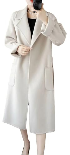 Manteau d'hiver tendance double face en cachemire avec ceinture pour femme, blanc, L