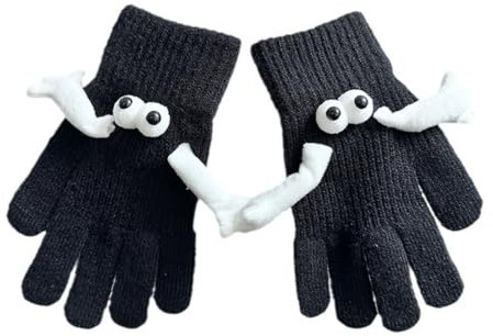 JAWSEU Winter Warm Magnetic Gloves, Magnetic Hand Holding Gloves Funny Couple Holding Hands Gloves Knit Warm Gloves Händchenhaltende Partnerhandschuhe Mit Magnetischen Händen Geschenk für Paare