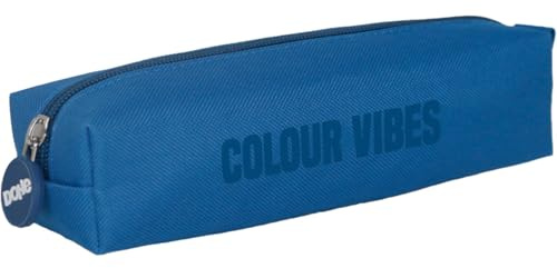 Dohe - Estuche Escolar Simple - 1 Compartimento, Portatodo Rectangular Multiusos, 21x6x6 cm, Cierre de Cremallera, Fabricado en Poliéster Resistente - Colour Vibes Azul