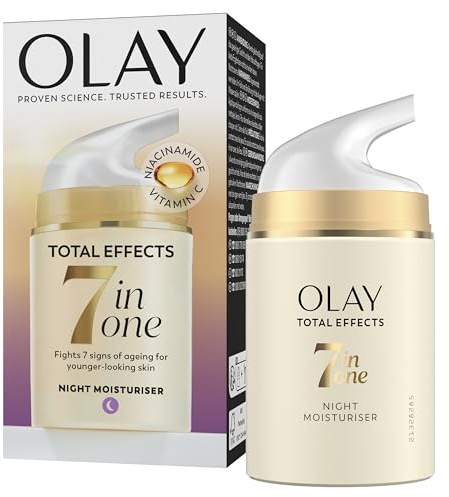 Olay Total Effects 7in1 Anti-Aging Nachtcreme – Feuchtigkeitsspendende Gesichtscreme mit Niacinamid & Vitamin C – Bekämpft 7 Zeichen der Hautalterung für sichtbar jüngere Haut – 50ml