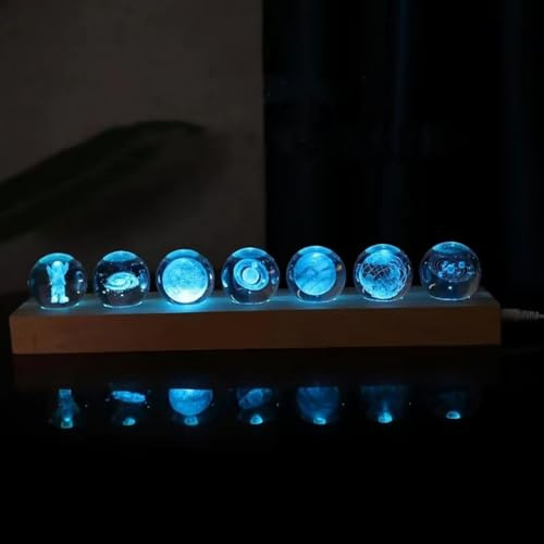 Mihoho 3D Crystal Ball Solar System Crystal Ball with Led Lamp Base, Planet Night Light with Multiple Light Colors, Best Birthday Gifts Home Deco for Man Teacher Boy Kids Girls Men (Planet)