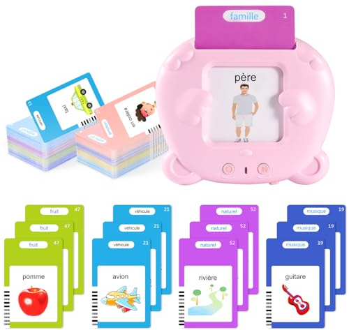 510 Mots Cartes Parlante Montessori Français, Carte Parlante en Français, Cartes Educatives pour Ecouter et Apprendre, Jeux Montessori pour Apprentissage, Jouet Enfant pour Cadeau de Garcon/Fille-Rose