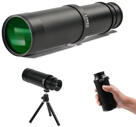 BOSTRON 10x50 Télescope, Télescope Monoculaire, Télescope Monoculaire HD à Grand Angle Night Metal avec Oculaire Extra-Large et Prisme Extensible pour Observer Les Oiseaux Randonnée Pédestre