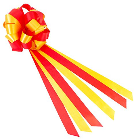 Oblique Unique® Geschenk Schleife Groß mit Geschenkband Deko Band für Geschenke und Zuckertüten - wählbar (Rot Gold)