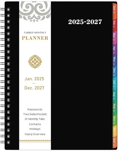 Artfan Monatsplaner 2025-2028, 3-Jahres-Monatsplaner, Juli 2025 – Juni 2028, 15,7 x 21,1 cm, Innentasche, Polypropylen-Einband, 36 Monatsreiter