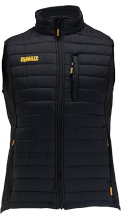 DEWALT Men's Hybrid, Polyester with Stretch, Insulated, Regular Fit Work Vest, Black, XX Large