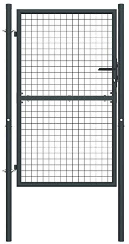 ZEYUAN Puerta de Malla de Jardín, Puertas para Jardin, Puertas De Exterior, Valla Jardín, Rejas para Puertas De Entrada, de Acero galvanizado Gris 100x250 cm
