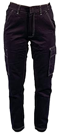 CHEMAGLIETTE! Pantaloni da Lavoro Donna - Pantalone Cargo 100% Cotone Prelavato, con Tasche Laterali, Elastici in Vita, Tasca Posteriore con Bottone VIG