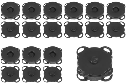 QUARKZMAN 10 Juegos de Cierres Magnéticos de 0.55 Pulgadas, Broches de Metal Cosidos con Imanes, Cierres Magnéticos de Repuesto para Bolsos,Negro