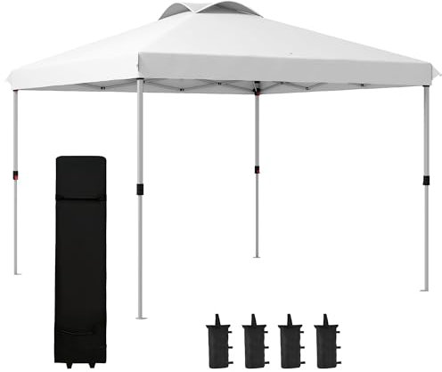 Outsunny Tonnelle Barnum pavillon de Jardin Pop-up Pliant 3 x 3 m avec Sac de Transport à roulettes, hauteurs réglables