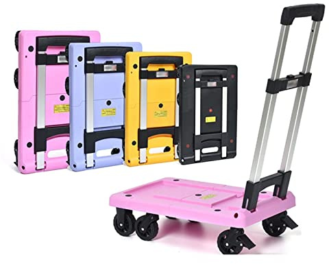 Transport Trolley, Platform Hand Truck, Small Foldable Push Trolley for Easy Storage and 360 Degree Rotating Wheels, Retractable Chassis, Multicoloured Folding Trolley (Color : P 4)