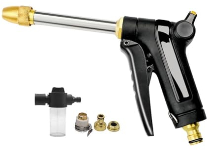 Pistolet de pulvérisation d'eau en métal haute pression, outil de nettoyage de lave-auto, buse de tuyau d'arrosage, pistolet à eau en mousse (Color : Water Gun Set)