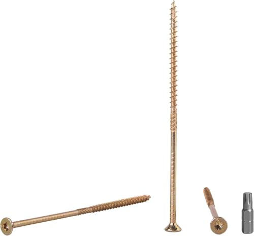 (Pack of 20) Yellow Zinc Plated Steel 1/4 x 5-1/2 (6.0 x 140 mm) Wood Screws Torx Head Type 17 Countersunk Chipboard Screws