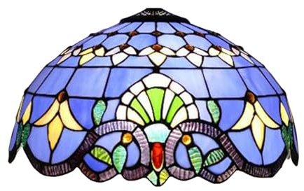 BOTOWI Tiffany Lamp Shade Replacement, Only 16 Inch Wide Baroque Style Stained Glass Lampshades, Suitable for Bedside Reading Lamp Hanging Lamp Table Lamp Floor Lamp,Blue