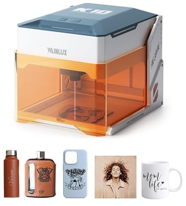 WAINLUX K10 3W Incisore Laser, Mini macchina per incidere laser, incisione laser per legno, vetro, pelle, silicone, carta acrilica, precisione fino a 0,01 mm, 3000 mm/min