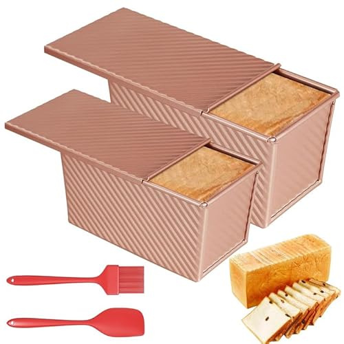 BORDEAG Lot de 2 moules à pain avec couvercle, plaque à pâtisserie pour gâteaux, gâteaux, pâtisseries, cuisson et grillades