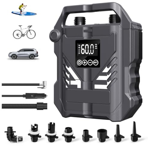GICLE 60PSI Paddle Board Pump Electric SUP Pump, Dual Stage Fast Inflation & Auto-Off with 12V DC Car Connector for Paddleboard, Tire, Boat, Tent