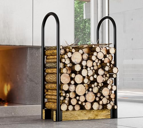 Fire Beauty Adjustable Firewood Holder Rack,Heavy-Duty Log Stand,Compatible with 2x4 Lumber,Expandable Length & Rustproof Design Log Bracket Rack Holder