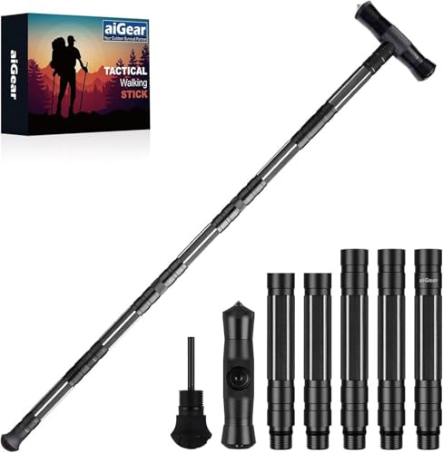aiGear Bastoni da Trekking 5 Tubes | Bastoncini Trekking Telescopici | Leggero e Resistente | Multiuso Antiurto in Alluminio Impugnatura | per Nordic Walking Trail Running e Escursionismo