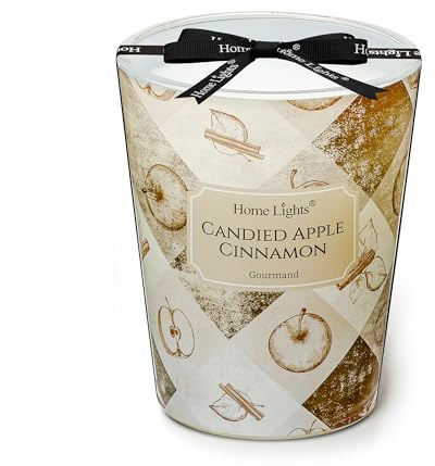 Home Lights Duftkerzen im glas 190g Soja Kerzen 1-Wick Kerzengläser Aromatherapie, Rauchfrei, 40h vollverbrannte Duftkerze Kandierter Apfelzimt