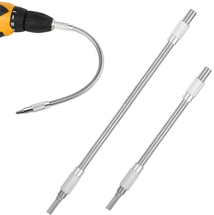 2 Stück Flexibel Welle Bithalter 20cm 30cm Flexibel Welle Verlängerung für Bohrmaschine und Schraubendreher 1/4 Zoll Hex-Shank Flexibler Bithalter Um Die Ecke Bohrerverlaengerung Standard
