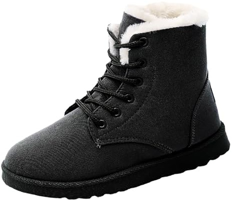 cfpqv Stivali invernali da donna, imbottiti, invernali, con lacci, antiscivolo, invernali, da lavoro, Nero , 41