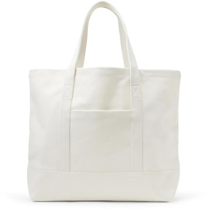 Amazon Essentials Unisex Adults' Large Heavy Duty Canvas Beach Tote Bag, Natural, One Size