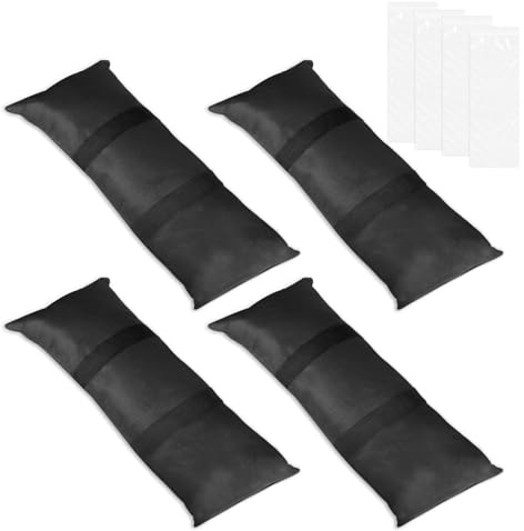 EXLECO 4pcs Sacs de Sable pour Lester, Jusqu'à 22kg, avec Sac Transparent | Sac Lestage Parasol Remplissables, Poids de Lestage 600D Oxford Sandbag avec Poignée pour Parasol, Tentes, Meubles de Jardin