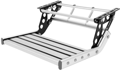 TAPMING Hopfällbar stege RV Camper, RV-stege DX0110 med LED-ljusremsa, campingstege för husbilar, hopfällbar, för husvagnar, husbilsanhängare, lastbilar