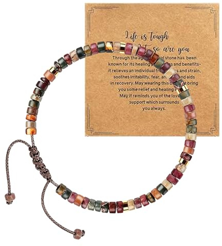 Oneyee 1 Pcs Inspirational Strength Bracelet for Women,Friendship-Bracelet Stone Beaded Bracelet,Adjustable Bracelets for Friends Get Well Soon Spiritual Gifts