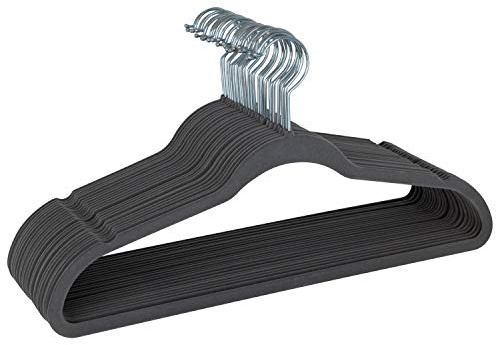 Simplify Slim Velvet Clothes Hangers | 25 Pack | Non-Slip | Shirts | Suit | Pants | Dresses | Garments | Closet Storage & Organization | Durable | Grey