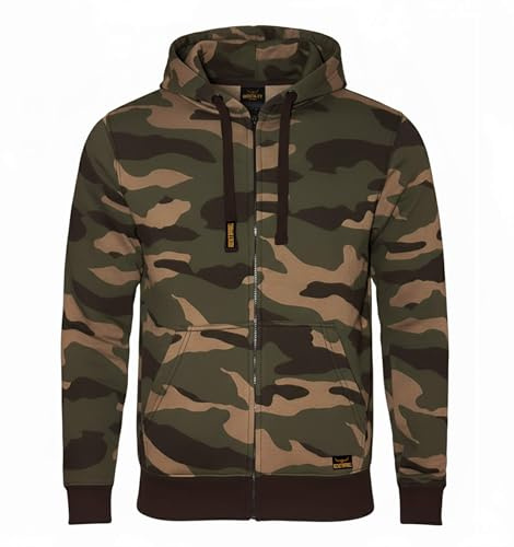ROCK-IT Apparel Veste à Capuche pour Hommes en Camouflage, Tissu Doux de Haute qualité, Hoodie avec Fermeture à glissière et Capuche [S-5XL] Couleur Vert/Marron 3XL