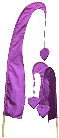 DEKOVALENZ Drapeau de Bali Little SANUR avec Mât en Bois, Pointe en Forme de Coeur, différentes Couleurs et Longueurs, Longueur:120 cm, Couleur:Violet