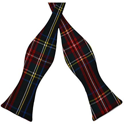 King & Priory Traditional Dark Green Tartan Check Self-Tie Bow Tie, Scotland, Plaid