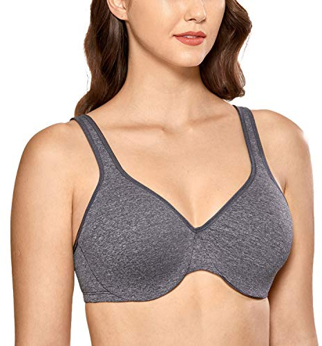 DELIMIRA Femme Soutien-Gorge Emboitant Minimiseur Grande Taille avec Armatures Black Marl 95D