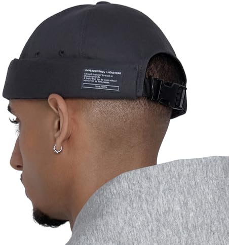 UNDERCONTROL Brimless Sailor Fisherman Leon Hat Rolled Cuff Harbour No Visor Miki Skull Docker Beanie Trawler Tactical Ring Cap for Men & Women (Charcoal)